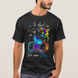 Camiseta Laço Borboleta Em Abril Nós Usamos Azul Conscienti
