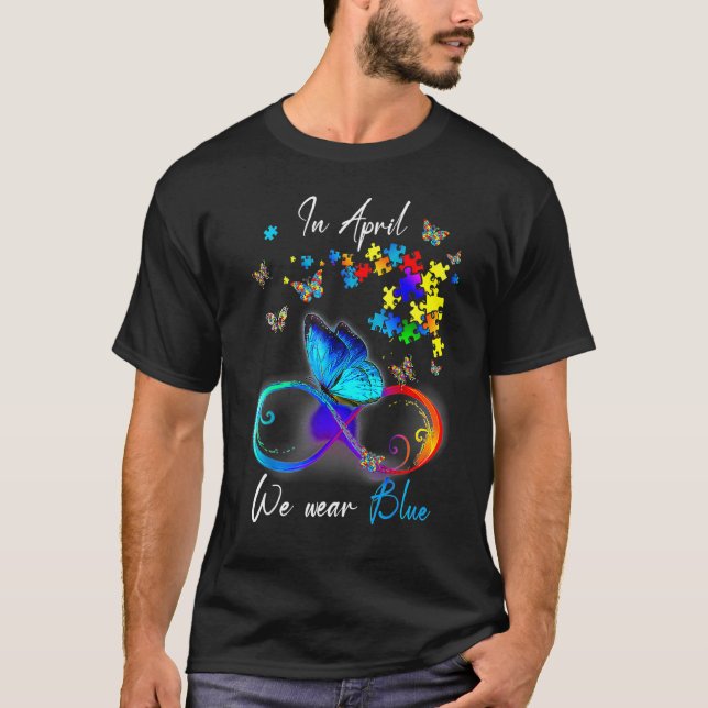 Camiseta Laço Borboleta Em Abril Usamos Azul Conscientizaçã (Frente)