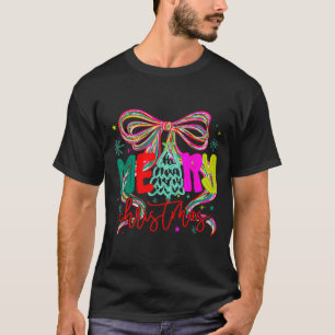 Camiseta Laço Coquete Árvore de Natal Divertida Feliz Natal