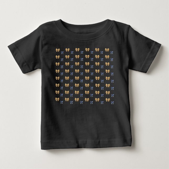 Camiseta Laço Coquete Azul e Dourado (Frente)