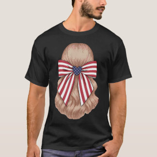 Camiseta Laço Coquete Bandeira Americana Usa Patriótico 4º