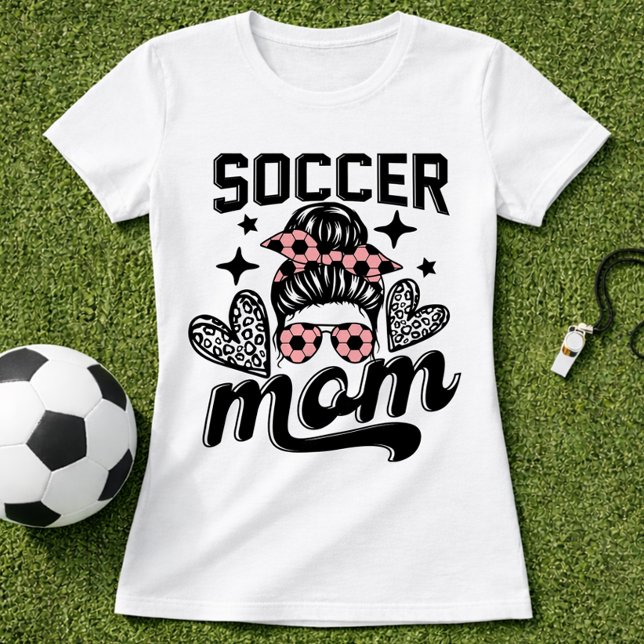 Camiseta Laço Coquete de Mãe de Futebol Rosa (Criador carregado)