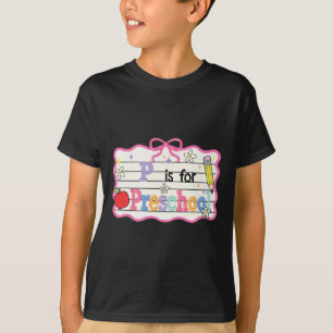 Camiseta Laço Coquete Elegante P é Para Pré-escola Volta às