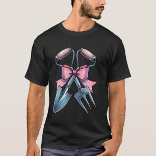 Camiseta Laço Coquete Enfeite Jardim Enxada Fita Rosa
