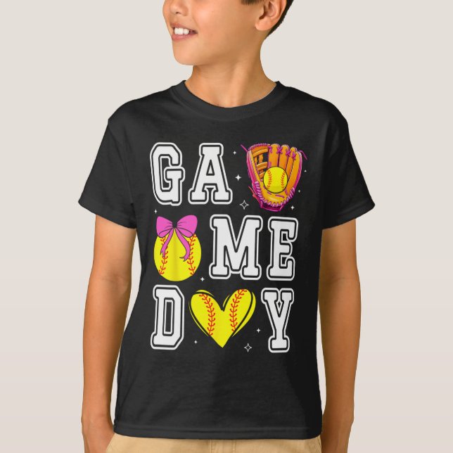 Camiseta Laço Coquete Macio Dia de Jogo da Mamãe Macia (Frente)
