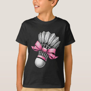 Camiseta Laço Coquete Peteca de Badminton Fita Rosa Mamãe G