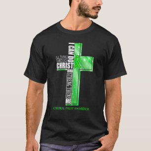 Camiseta Laço da Cruz Cristã de Conscientização da Paralisi