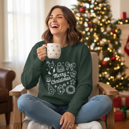 Camiseta Laço de árvore de doodles de Natal alegre Coquette