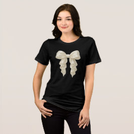 Camiseta Laço de babado em cascata de creme feminino chique
