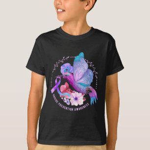 Camiseta Laço de Borboleta de Conscientização sobre Prevenç