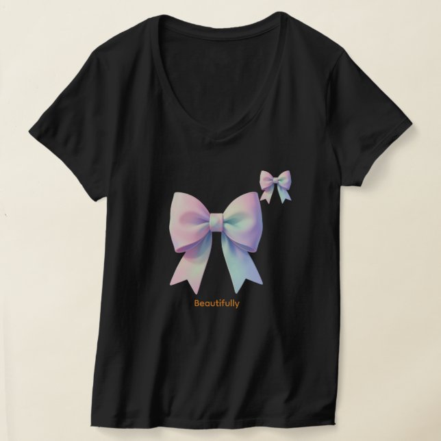 Camiseta Laço de Brilho Pastel de Seda (Postura )