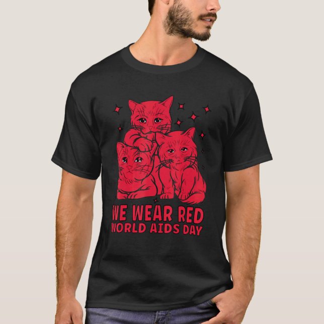 Camiseta Laço de Conscientização da Aids Gatos Conscientiza (Frente)