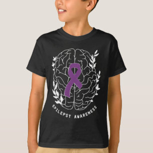 Camiseta Laço de Conscientização da Epilepsia Roxo Cérebro 