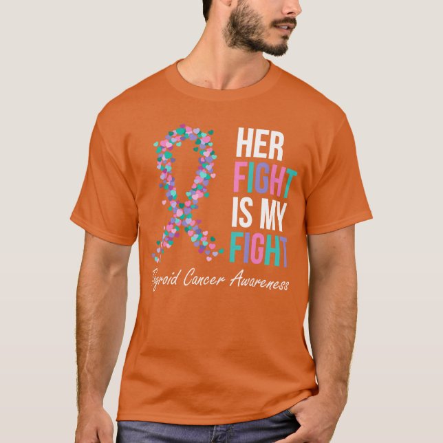 Camiseta Laço de Conscientização da Tireoide Sua Luta É Min (Frente)