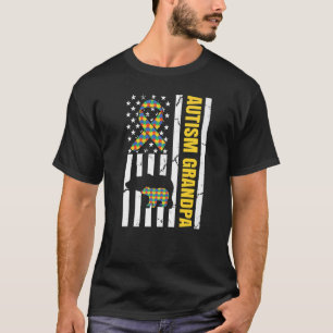 Camiseta Laço de Conscientização do Autismo Avô Urso Americ