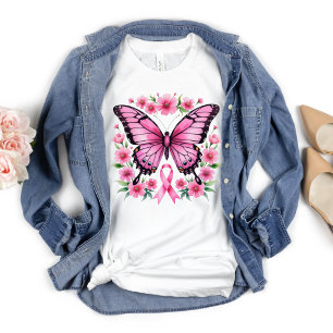 Camiseta Laço de Conscientização do Câncer de Mama Borbolet