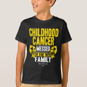 Camiseta Laço de conscientização dourado Câncer infantil