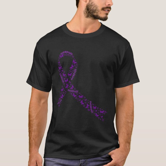 Camiseta Laço de Conscientização Roxo Recuperação de Depend (Frente)