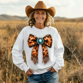 Camiseta Laço de couro de leopardo de cowgirl