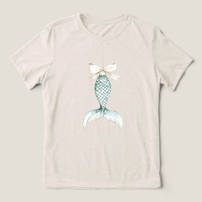 Camiseta Laço de Creme de Sereia de Natal (Design frontal)