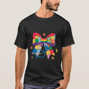 Camiseta laço de enfermeira coquete do mês de conscientizaç