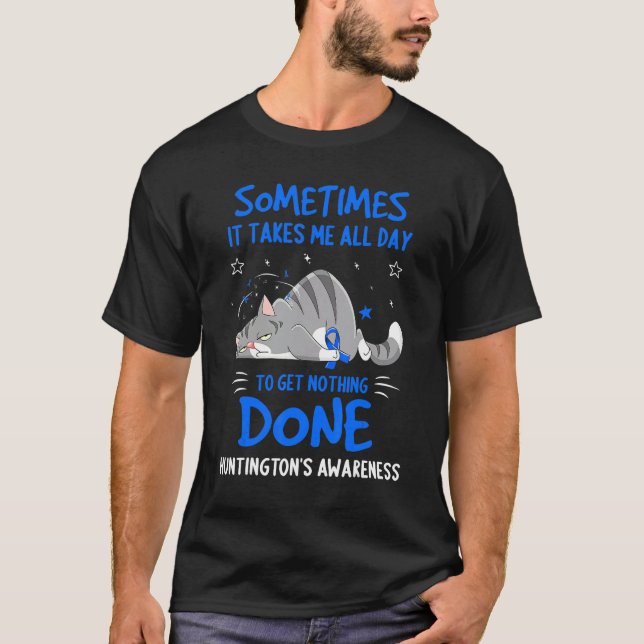 Camiseta Laço de Gato de Conscientização da Doença de Hunti (Frente)