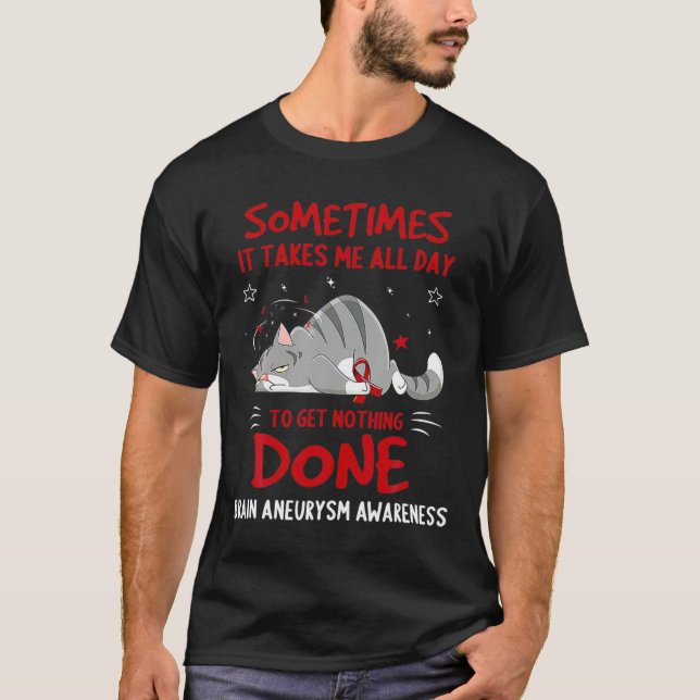 Camiseta Laço de Gato de Conscientização de Aneurisma  (Frente)