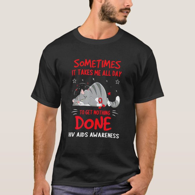 Camiseta Laço de Gato de Conscientização sobre Hiv Aids (Frente)