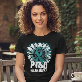 Camiseta Laço de Girassol Teal de Conscientização do TEPT