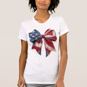 Camiseta Laço de Patchwork dos EUA, Bandeira Americana