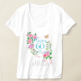 Camiseta Laço de Rosa Rosa Aniversário de 60 anos