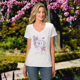 Camiseta Laço de Rosa Roxa 50º Aniversário
