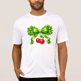 Camiseta Laco de Trevo da Sorte com Cerejas no Design Verde