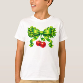 Camiseta Laco de Trevo da Sorte com Cerejas no Design Verde