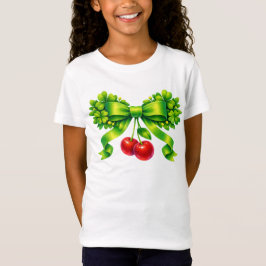Camiseta Laço de Trevo Sortudo com Cerejas Design Verde
