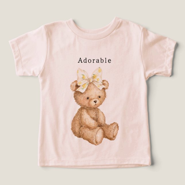 Camiseta Laço de Urso Teddy Adorável (Design frontal)