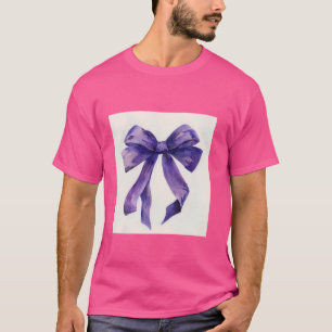 Camiseta Laço feminino em aquarela coquette Estética roxo