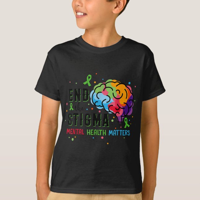 Camiseta Laço Fim Do Estigma Conscientização Da Saúde Menta (Frente)