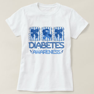 Camiseta Laço Floral Azul de Conscientização sobre Diabetes