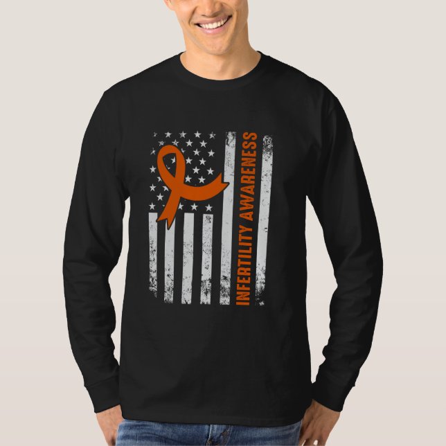 Camiseta Laço Laranja Coração Conscientização Infertilidade (Frente)