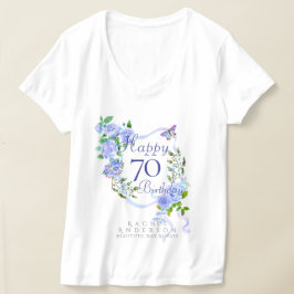 Camiseta Laço Rosa Azul Aniversário de 70 anos