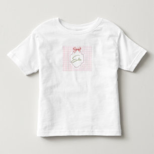 Camiseta Laço Rosa Personalizado Ellie & Estampa Xadrez