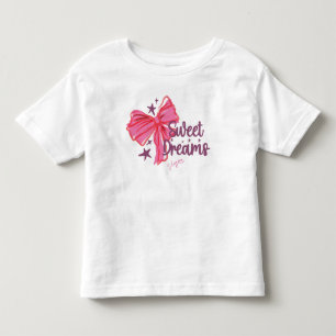 Camiseta Laço Rosa "Sonhos Doces" Tipografia Brilhante
