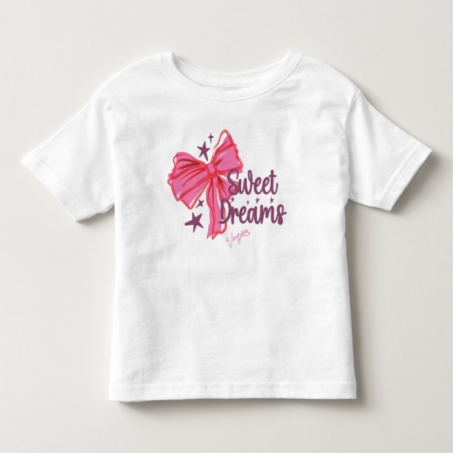 Camiseta Laço Rosa "Sonhos Doces" Tipografia Lirada (Frente)