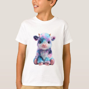 Camiseta Laço Tie-Dye Galáxia Bebê Vaca Fofa Fluffy Kids