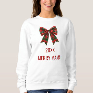 Camiseta Laço Verde Vermelho Xadrez de Natal Feminino Perso