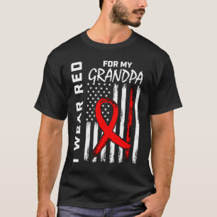 Camiseta Laço Vermelho Avô Conscientização sobre Doenças Ca