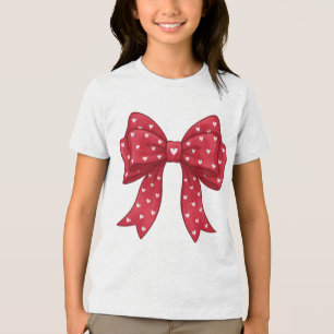 Camiseta Laço Vermelho da Coquette com Corações Brancos na 