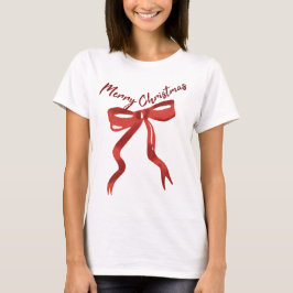 Camiseta Laço Vermelho Feliz Natal
