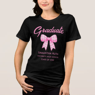 Camiseta Laço Xadrez Rosa Graduação